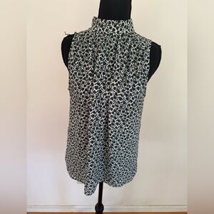 Ann Taylor Leaf Patterned Blouse in Green and White